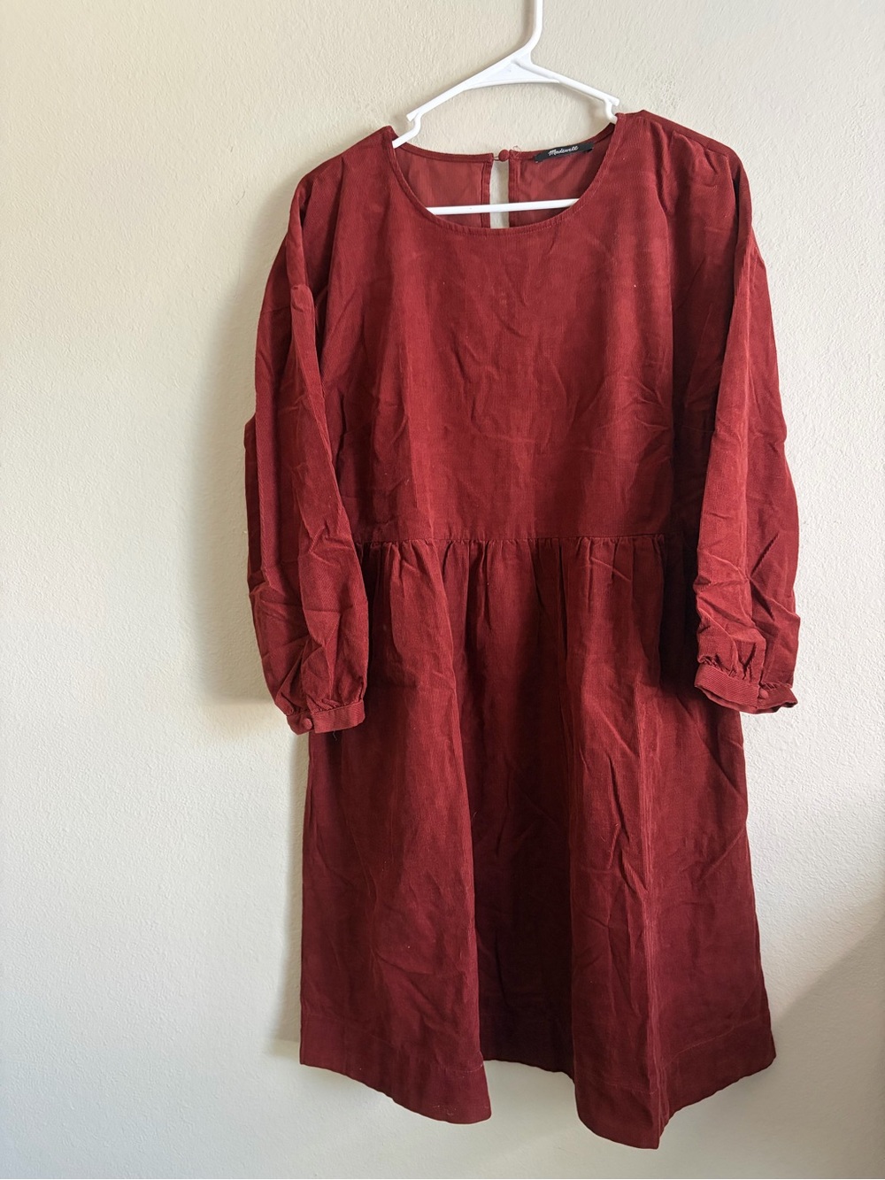 MADEWELL rusty red ribbed corduroy dress size small